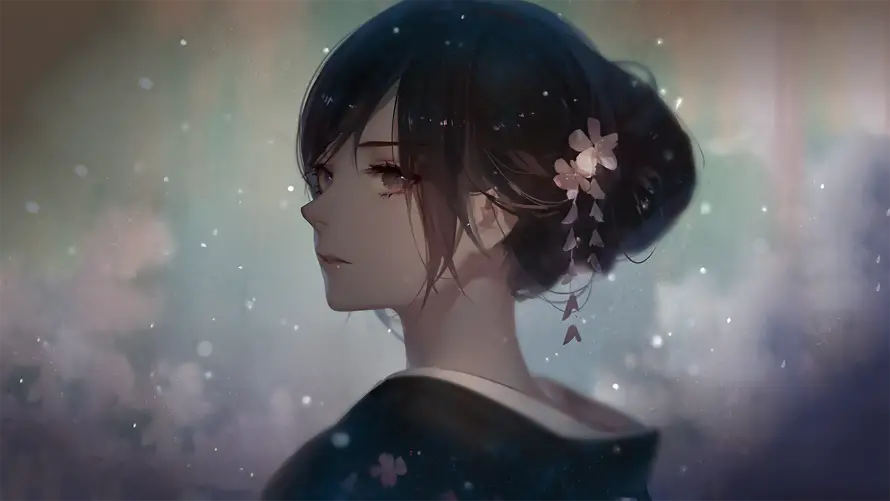 2k女孩壁纸-二次元壁纸和和服少女-日系插画「哲风壁纸」