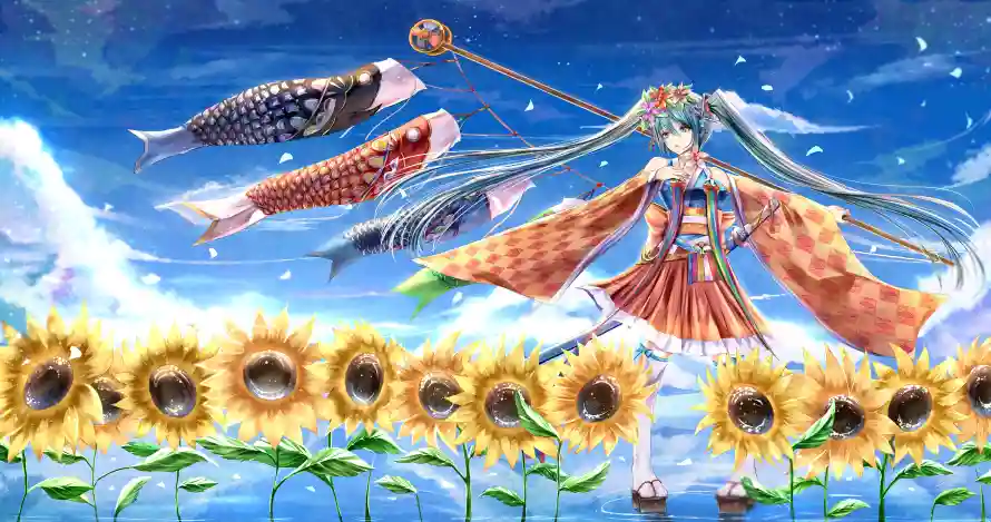 4k初音壁纸-二次元 - 向日葵-夏日祭壁纸推荐「哲风壁纸」