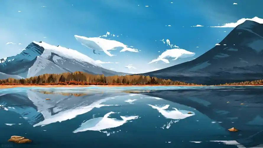 2k插画壁纸-二次元与山水背景-森林倒影「哲风壁纸」