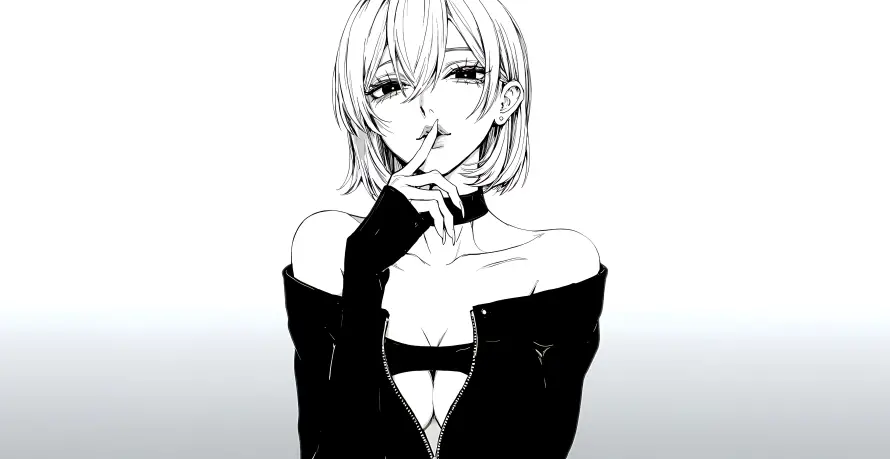 6k动漫壁纸-少女插画与少女-指唇动作免费下载「哲风壁纸」