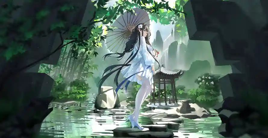 4k动漫壁纸-油纸伞与少女-中式元素壁纸分享「哲风壁纸」