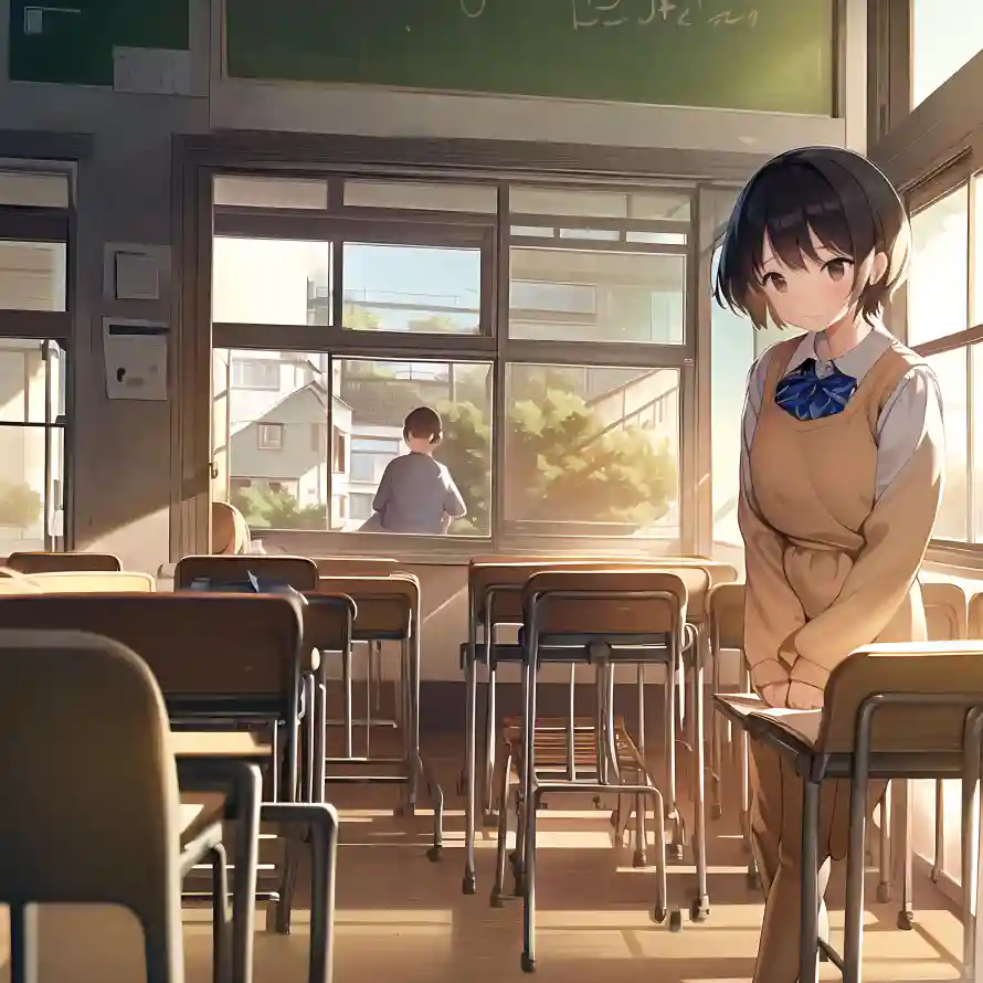 4k安静壁纸 - 教室风 - 安静氛围 - 少女插画「哲风壁纸」
