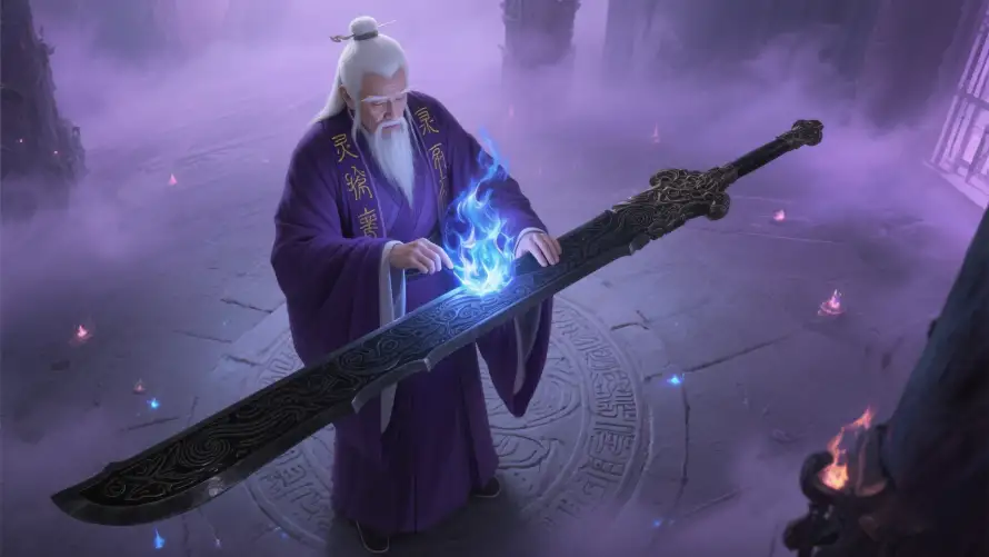 2k药老壁纸-古风场景与玄幻符文-白发老者「哲风壁纸」
