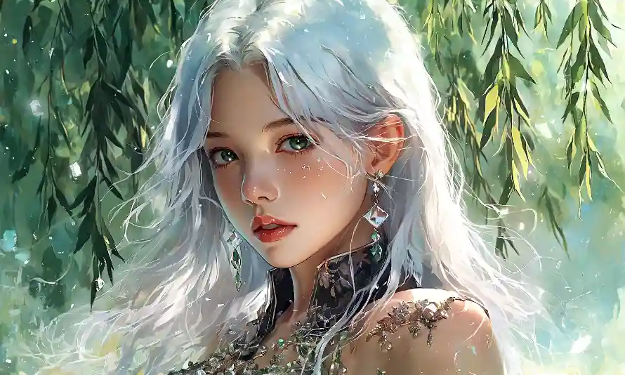 2k动漫壁纸-白发美少女和古风-油画免费下载「哲风壁纸」