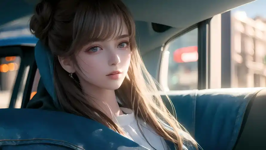 3k少女壁纸-光影氛围壁纸和车窗-少女写真热门的壁纸「哲风壁纸」