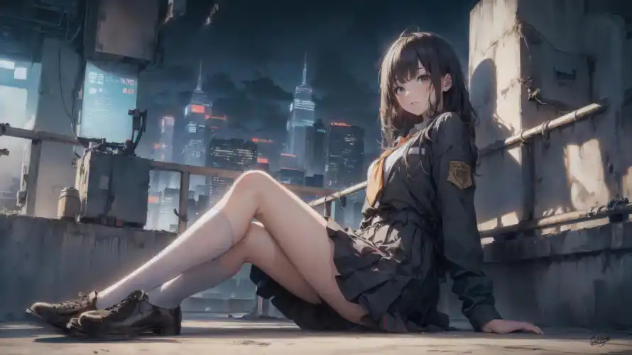 2k长腿壁纸-二次元 - 长腿少女-二次元美少女「哲风壁纸」