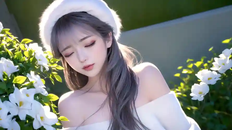 4k白帽壁纸-动漫插画壁纸和闭眼-少女头像热门的壁纸「哲风壁纸」