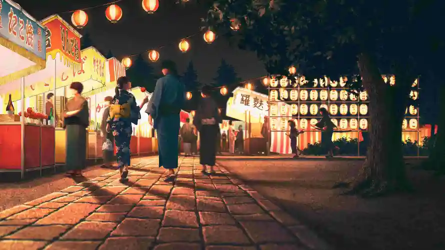 4k和服壁纸-夏夜祭壁纸和夜景-人物漫步壁纸推荐「哲风壁纸」