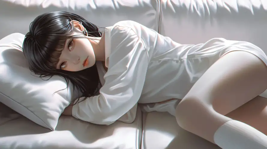 4k慵懒壁纸-休闲姿态和美女-室内场景壁纸分享「哲风壁纸」