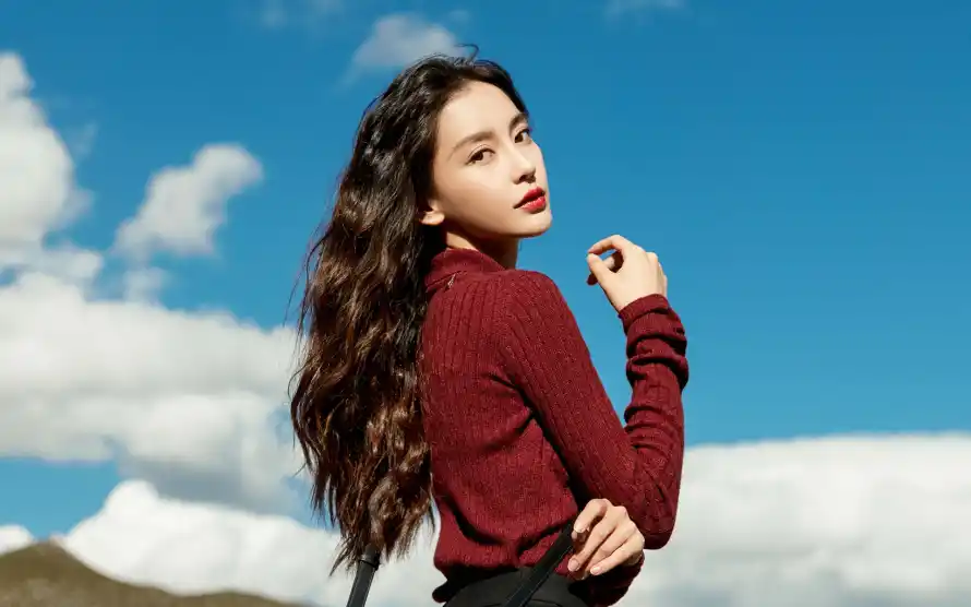2k美人壁纸-户外风景和美艳-红衣美女免费下载「哲风壁纸」