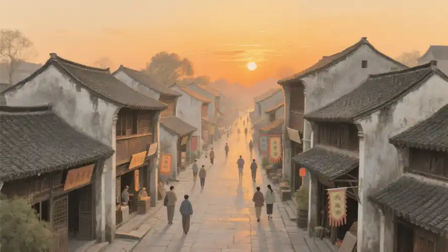 2k中式古巷壁纸-传统街巷与古代街道-古建黄昏「哲风壁纸」