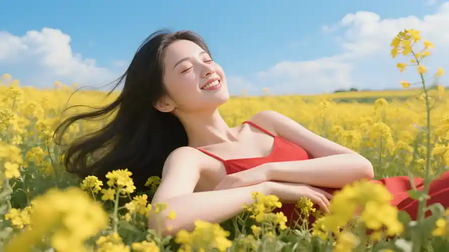 4k吊带壁纸-红色穿搭和少女-自然风景热门的壁纸「哲风壁纸」