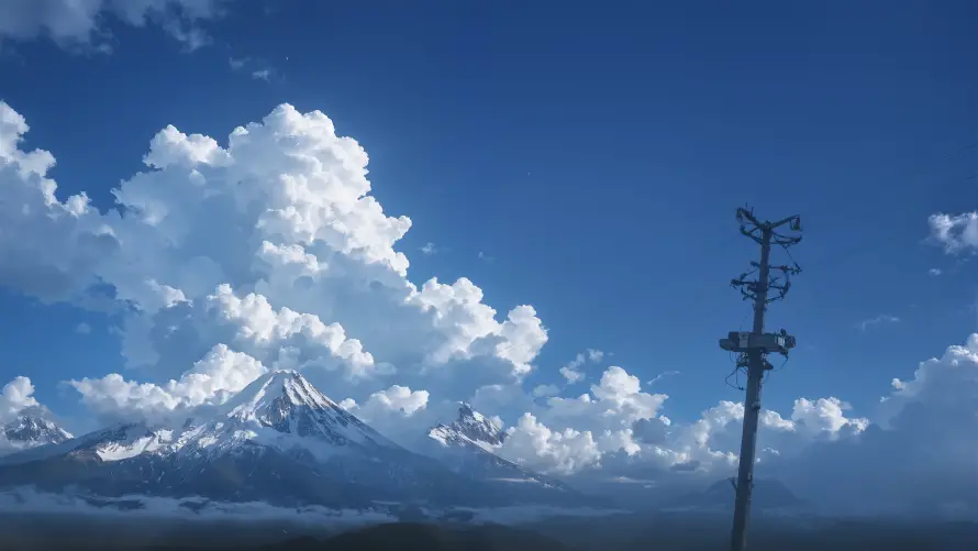 4kAI壁纸-电线杆 - 雪山-AI风景免费下载「哲风壁纸」