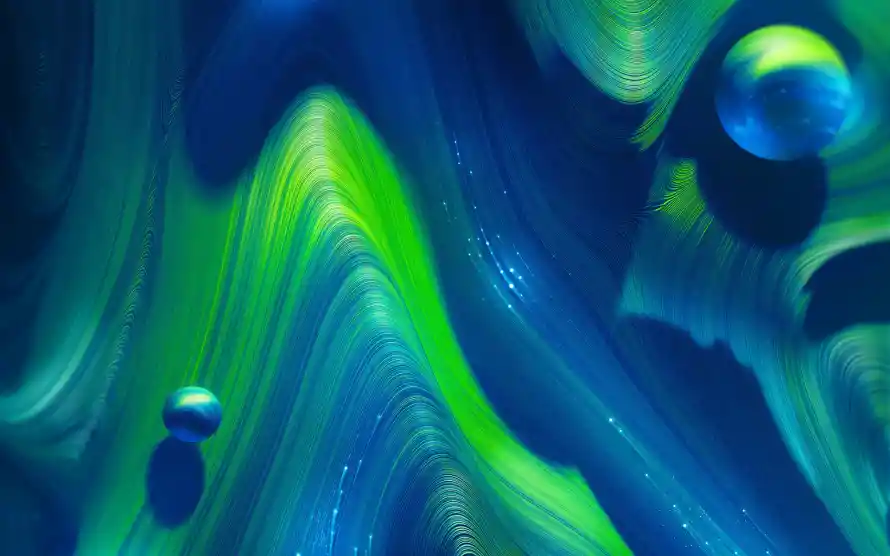 2k波纹壁纸-蓝绿色壁纸和宇宙元素-抽象背景「哲风壁纸」