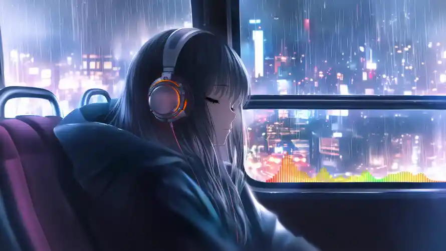 2k公车壁纸-公车车窗 - 动漫-雨夜城市壁纸分享「哲风壁纸」
