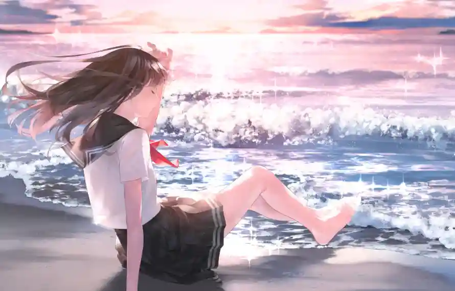 2k女孩壁纸-二次元壁纸和动漫插画-夕阳插画「哲风壁纸」