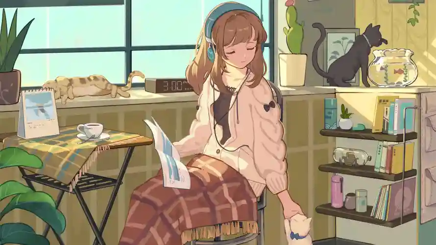 2k女孩壁纸-二次元和治愈系-室内插画壁纸分享「哲风壁纸」