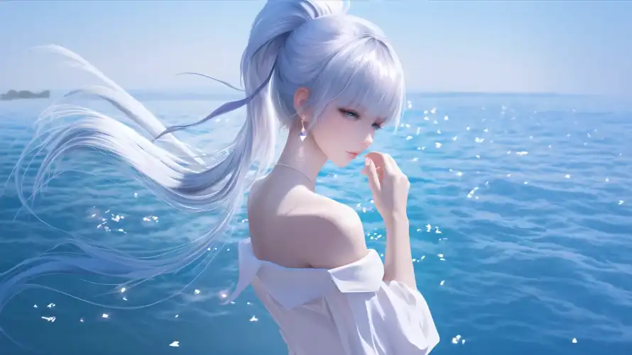2k女孩壁纸-动漫插画和海边-海边少女免费下载「哲风壁纸」