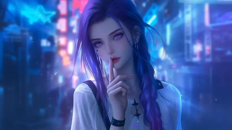 2k夜景壁纸-二次元 - 美女-游戏角色壁纸推荐「哲风壁纸」