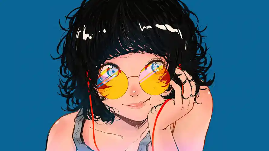 8k少女壁纸-个性插画 - 眼镜-动漫少女热门的壁纸「哲风壁纸」