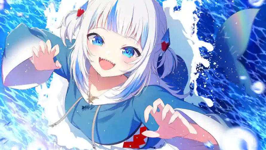 5k少女壁纸-蓝色系 - 海-二次元少女免费下载「哲风壁纸」