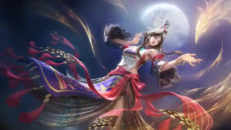 4k月夜壁纸-游戏背景和游戏-美女角色壁纸分享「哲风壁纸」