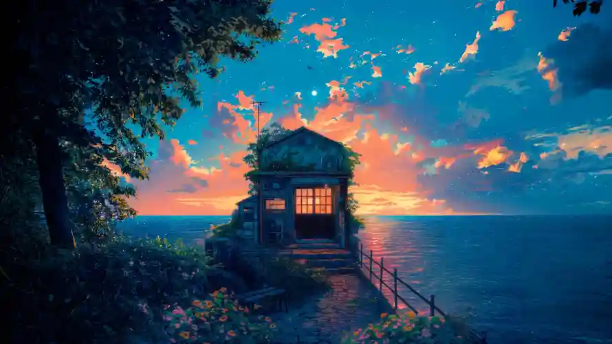 4k夕阳壁纸-夕阳余晖壁纸和海边-暮色海景热门的壁纸「哲风壁纸」