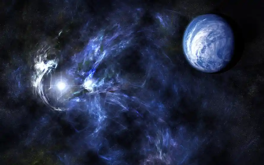 2k地球壁纸-蓝色调与宇宙-抽象背景热门的壁纸「哲风壁纸」
