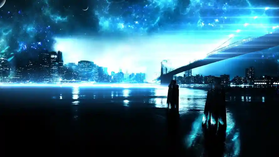 2k科幻壁纸-城市夜景和艺术-星空桥梁热门的壁纸「哲风壁纸」