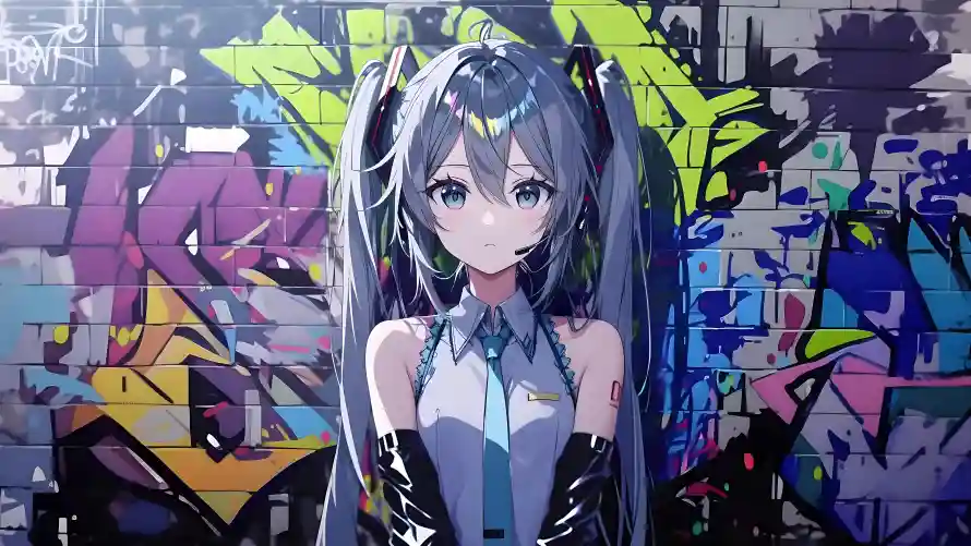 8k涂鸦壁纸-初音未来壁纸和动漫少女-数字艺术「哲风壁纸」