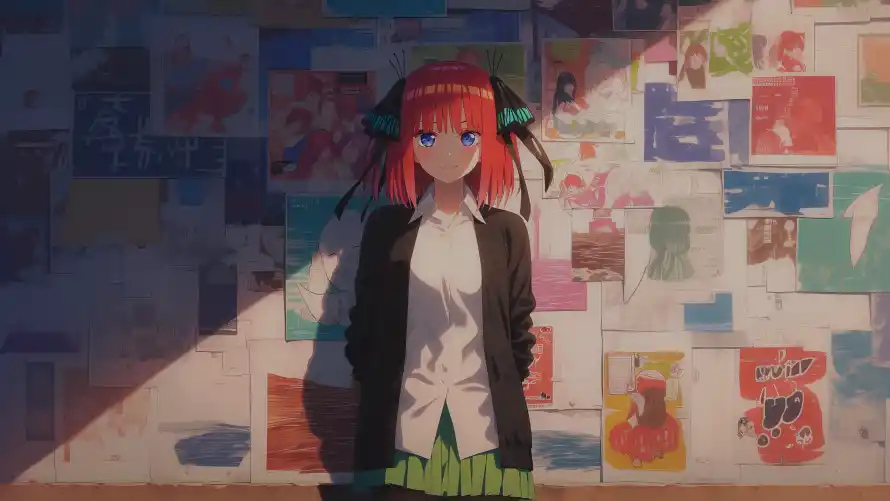 3k五等分壁纸-中野二乃与动漫角色-室内场景「哲风壁纸」