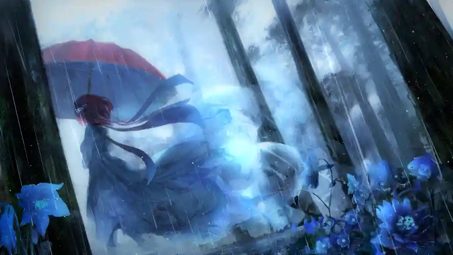 3k红伞壁纸-五等分壁纸和中野二乃-森林背景「哲风壁纸」