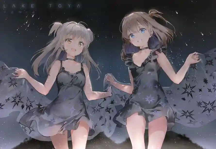 7k女孩壁纸-二次元与双马尾少女-夜星空背景「哲风壁纸」