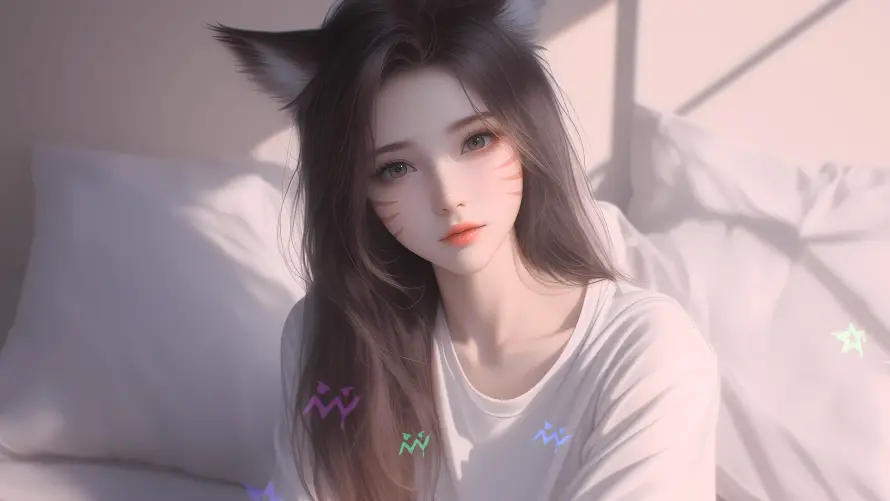 2k便装壁纸-猫耳娘和阿狸-兽耳少女壁纸推荐「哲风壁纸」
