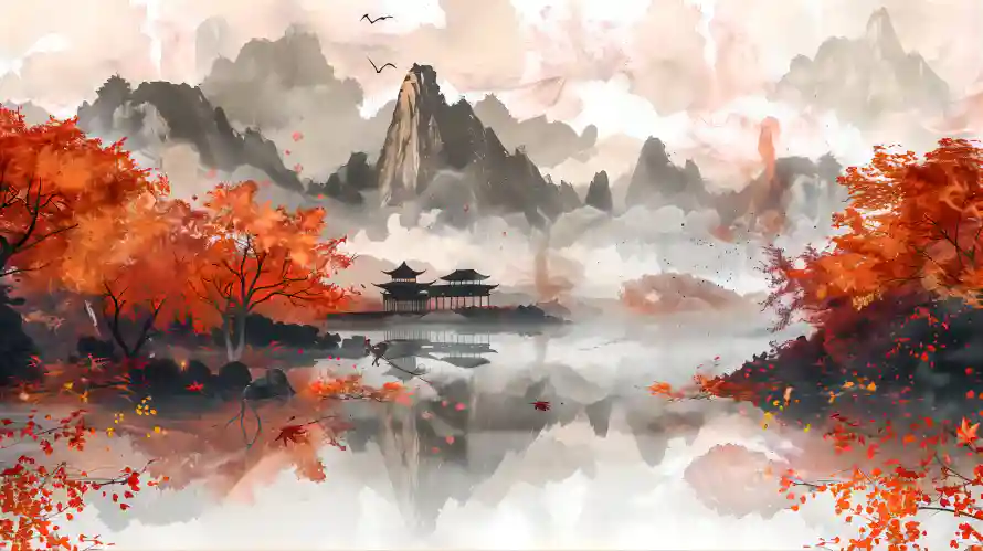 8k水墨壁纸-中式风景 - 风景-古风意境免费下载「哲风壁纸」