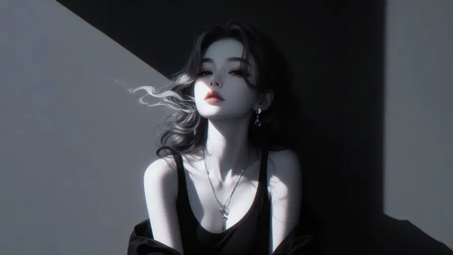 4k插画壁纸-吸烟有害 - 烟雾-插画美女壁纸推荐「哲风壁纸」