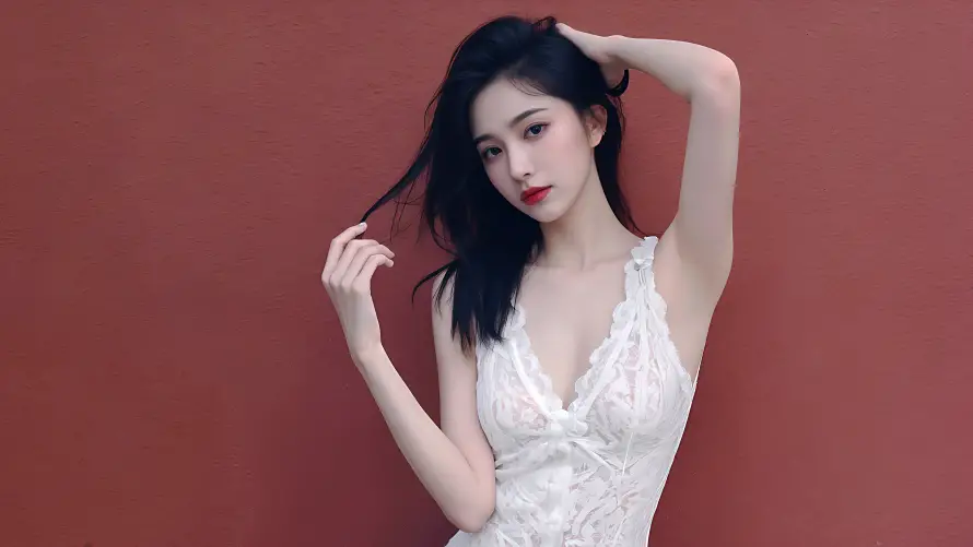 4k优雅壁纸-红墙背景壁纸和写真-美女写真壁纸推荐「哲风壁纸」