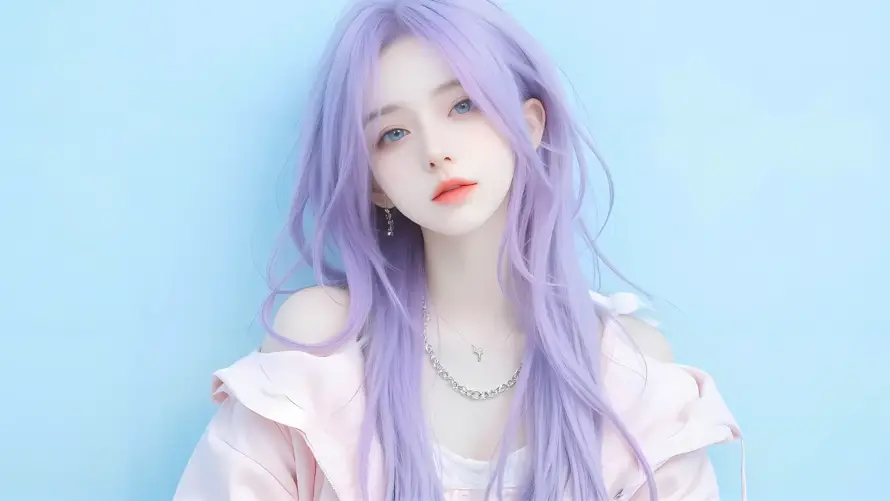 2k少女壁纸-少女写真壁纸和紫发-梦幻氛围热门的壁纸「哲风壁纸」