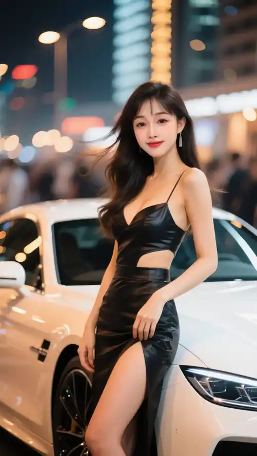 4k美女壁纸 - 车模 - 夜景摄影 - 时尚美女「哲风壁纸」