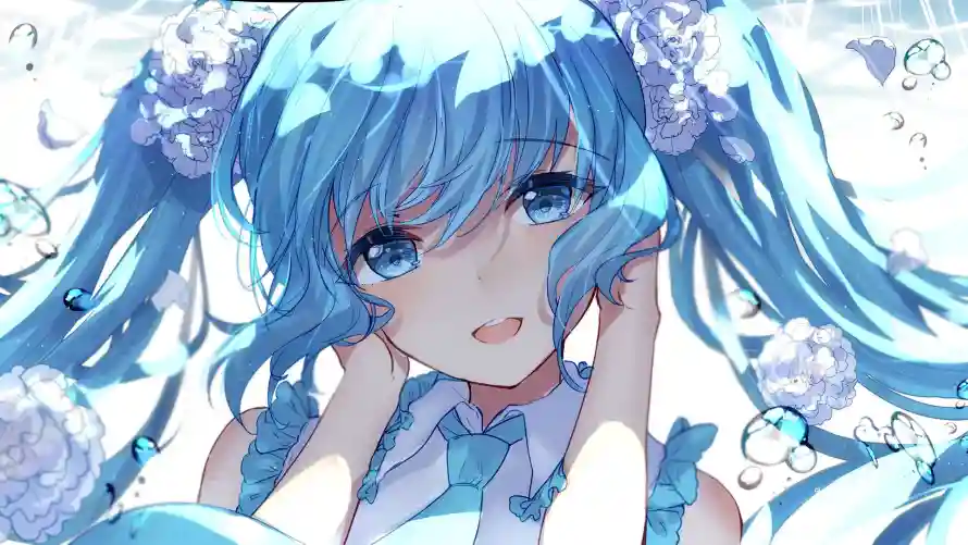 2k花朵壁纸-初音未来和清新风格-花朵元素「哲风壁纸」