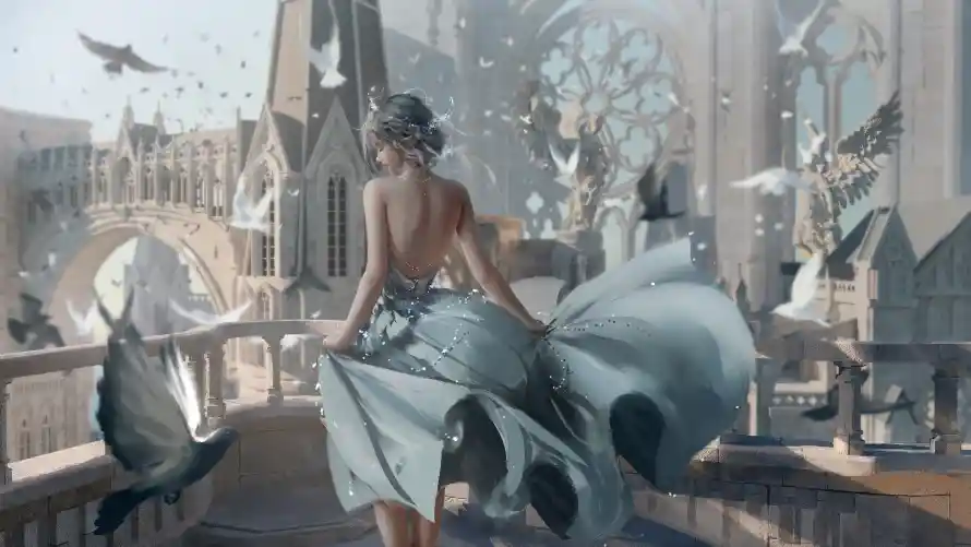 8k鬼刀壁纸-海琴烟 - CG插图-WLOP「哲风壁纸」