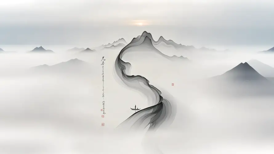 4k云雾山峦壁纸-古典美学壁纸和国风水墨-意境背景「哲风壁纸」