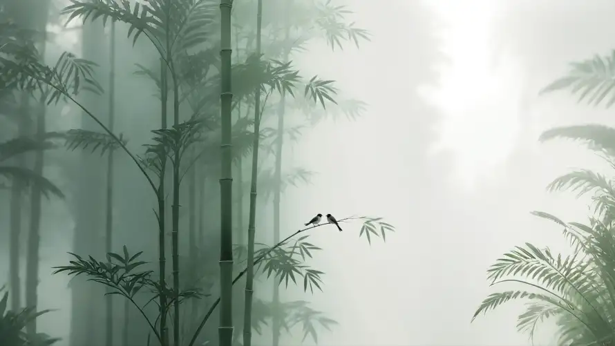 4k小鸟壁纸-国风插画壁纸和竹林-国风水墨热门的壁纸「哲风壁纸」