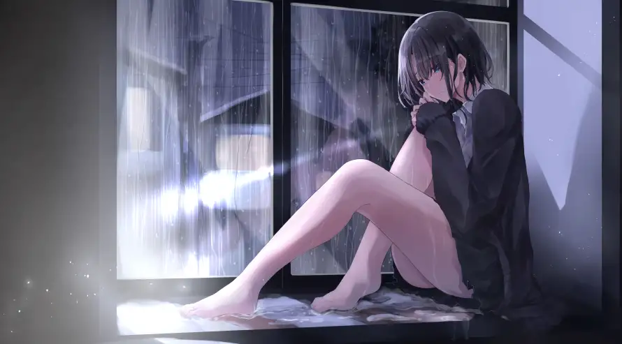 4k女孩壁纸-二次元与忧郁风格-独处时光「哲风壁纸」