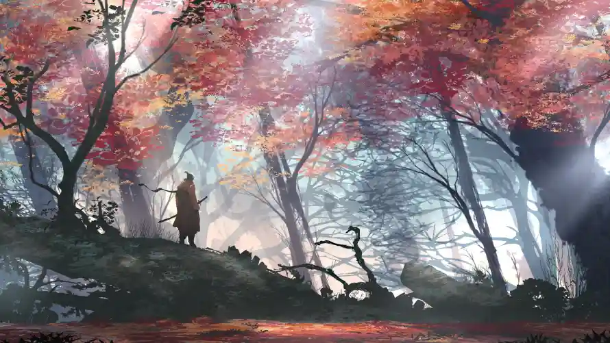 4k枫叶壁纸-插画风格与森林-背景图片壁纸分享「哲风壁纸」