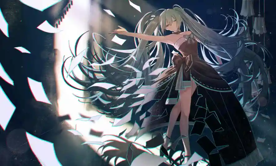 5k伸手壁纸-伸手动作和光影效果-初音未来「哲风壁纸」