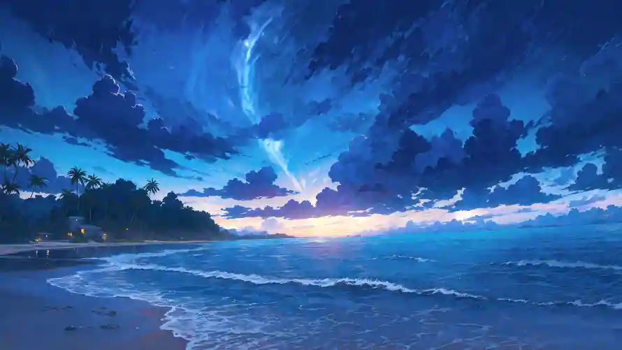 4k夜空壁纸-海浪沙滩壁纸和天空-自然风景壁纸推荐「哲风壁纸」
