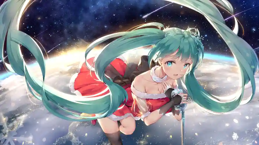 3k星空壁纸-二次元和红裙-初音未来壁纸推荐「哲风壁纸」