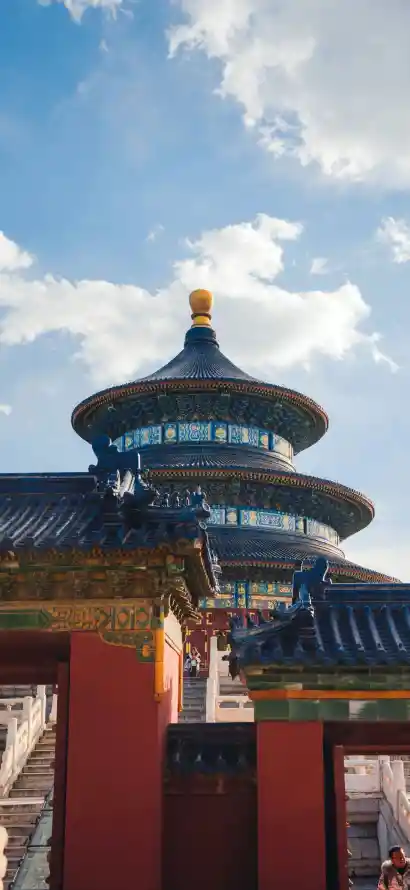 4k古风壁纸 - 天坛 - 红墙 - 蓝天「哲风壁纸」