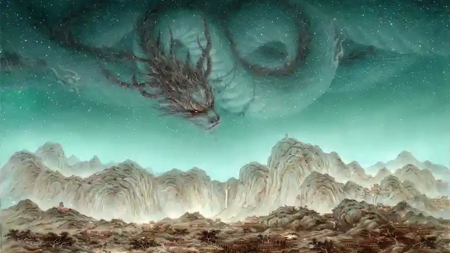 4k传统神话壁纸-国风手绘和国风插画-山水背景「哲风壁纸」